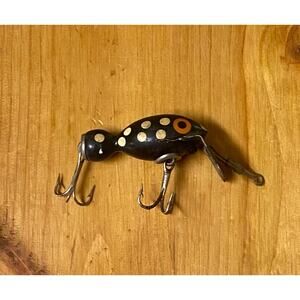 VTG Bomber Midget Bomberette Black White Dots Wood Crankabait Fishing Lure 38B